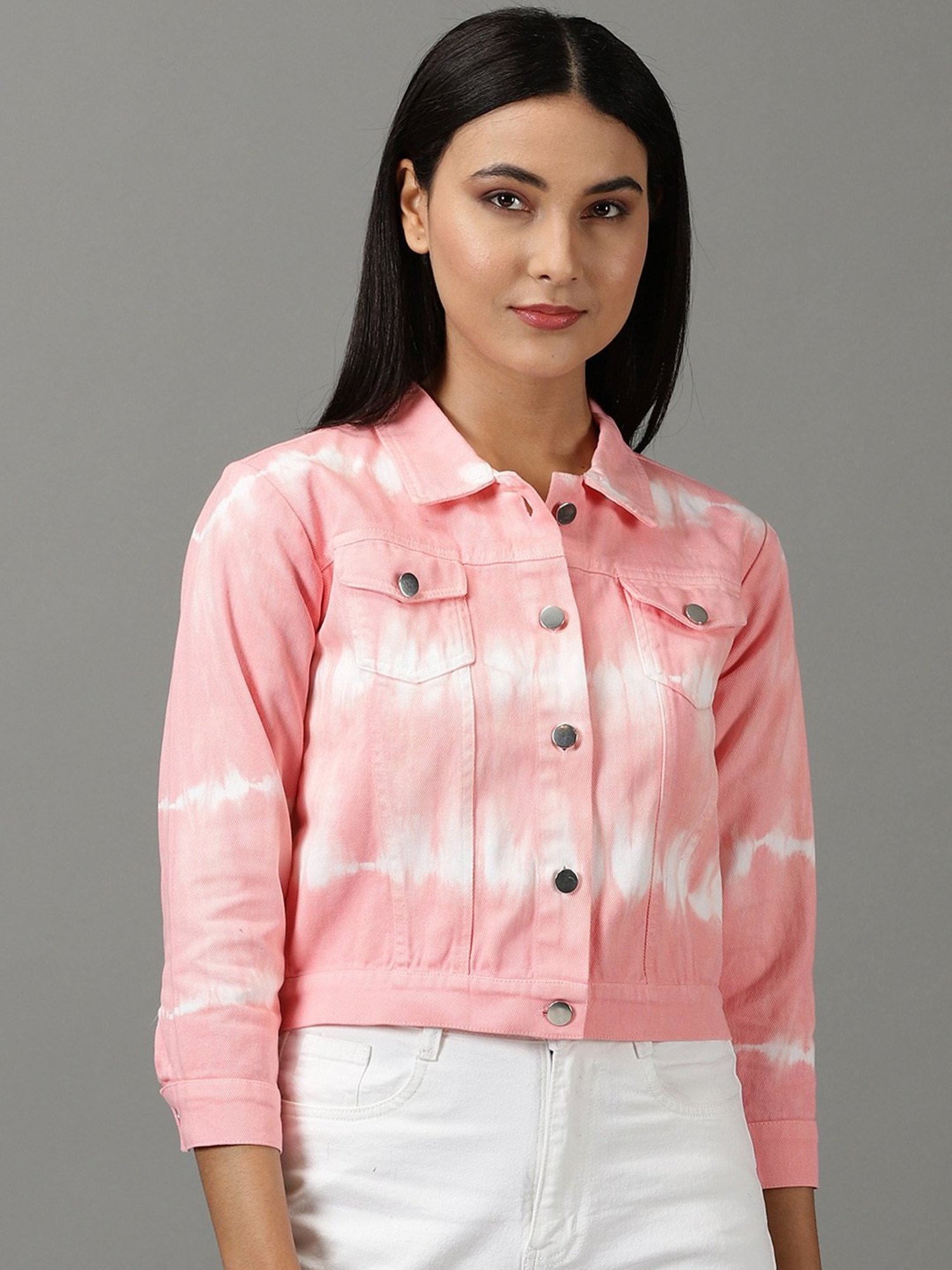 SHOWOFF Pink Tie - Dye Denim Jacket