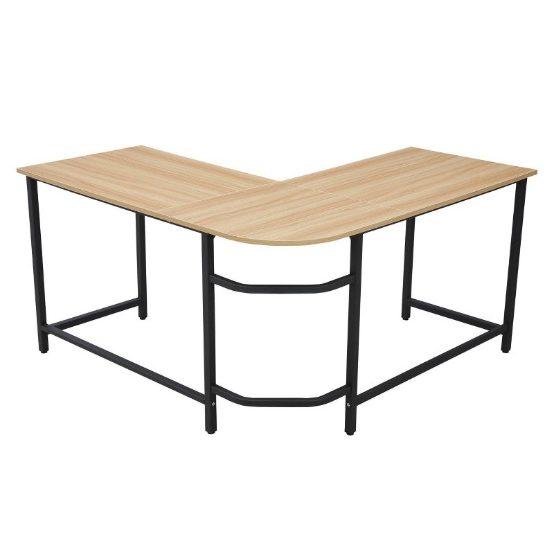 Daniel Compact L Shaped Office Desk Natural/Black - Poly & Bark