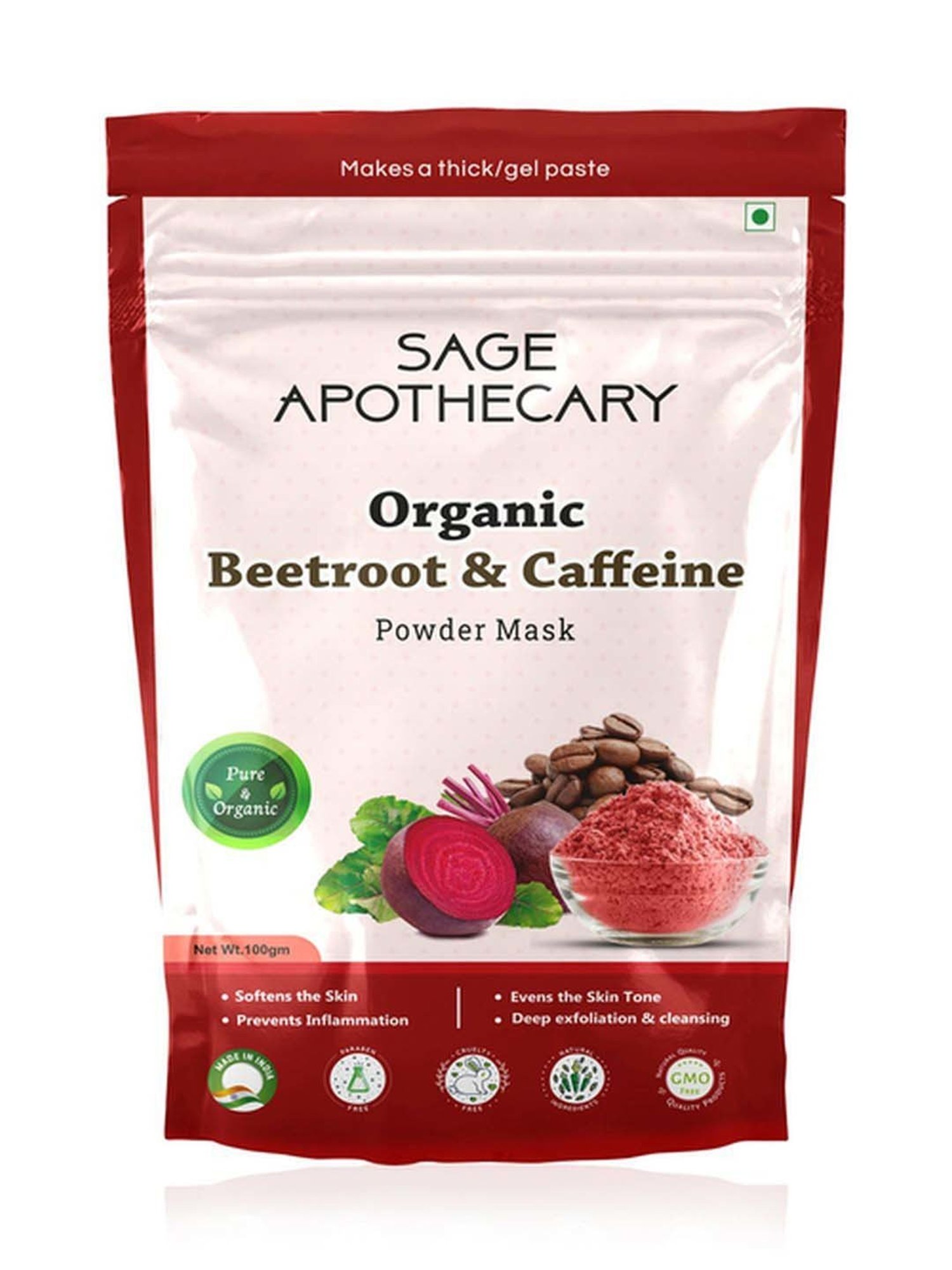 Sage Apothecary Beetroot Caffeine Face Mask - 100 gm