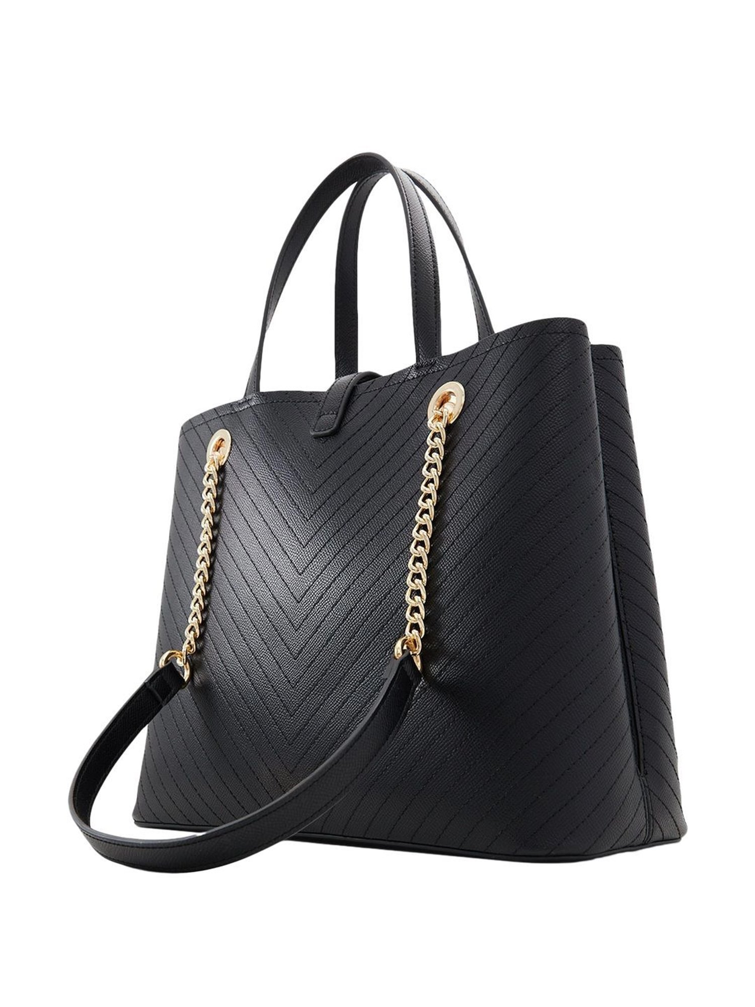 Aldo Black Striped Medium Handbag