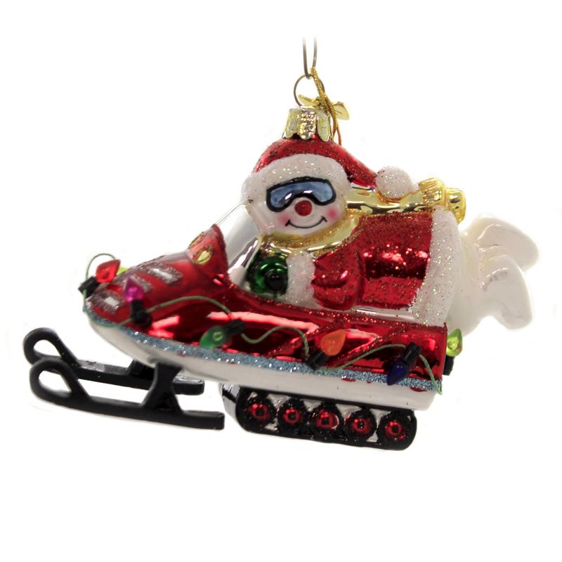 Noble Gems 3.25" Snowman On Snowmobile Ornament Snow Fun Googles  -  Tree Ornaments