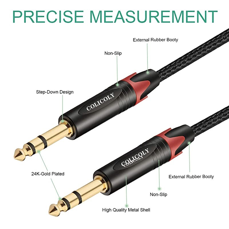 1/4 TRS Cable, Nylon Braid Heavy Duty 1/4 inch to 1/4 inch TRS Stereo Jack Balanced Audio Path Cord Interconnect Cable -3.3ft