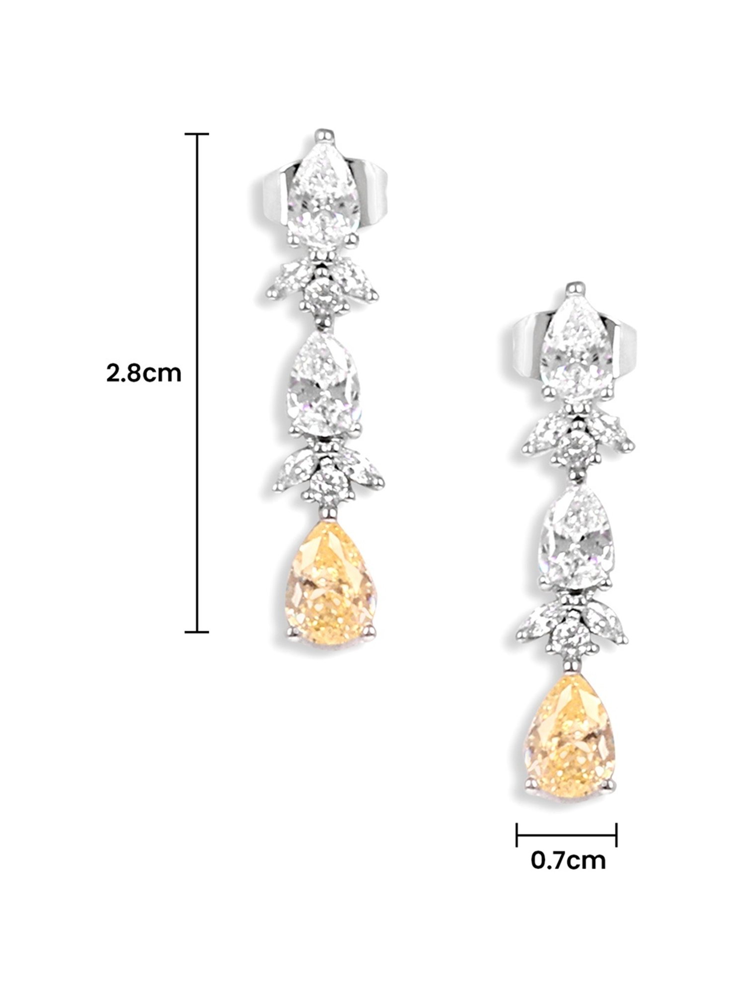 The Real Effect London Sonah Silver Citrine and White Stones Dangler Earrings