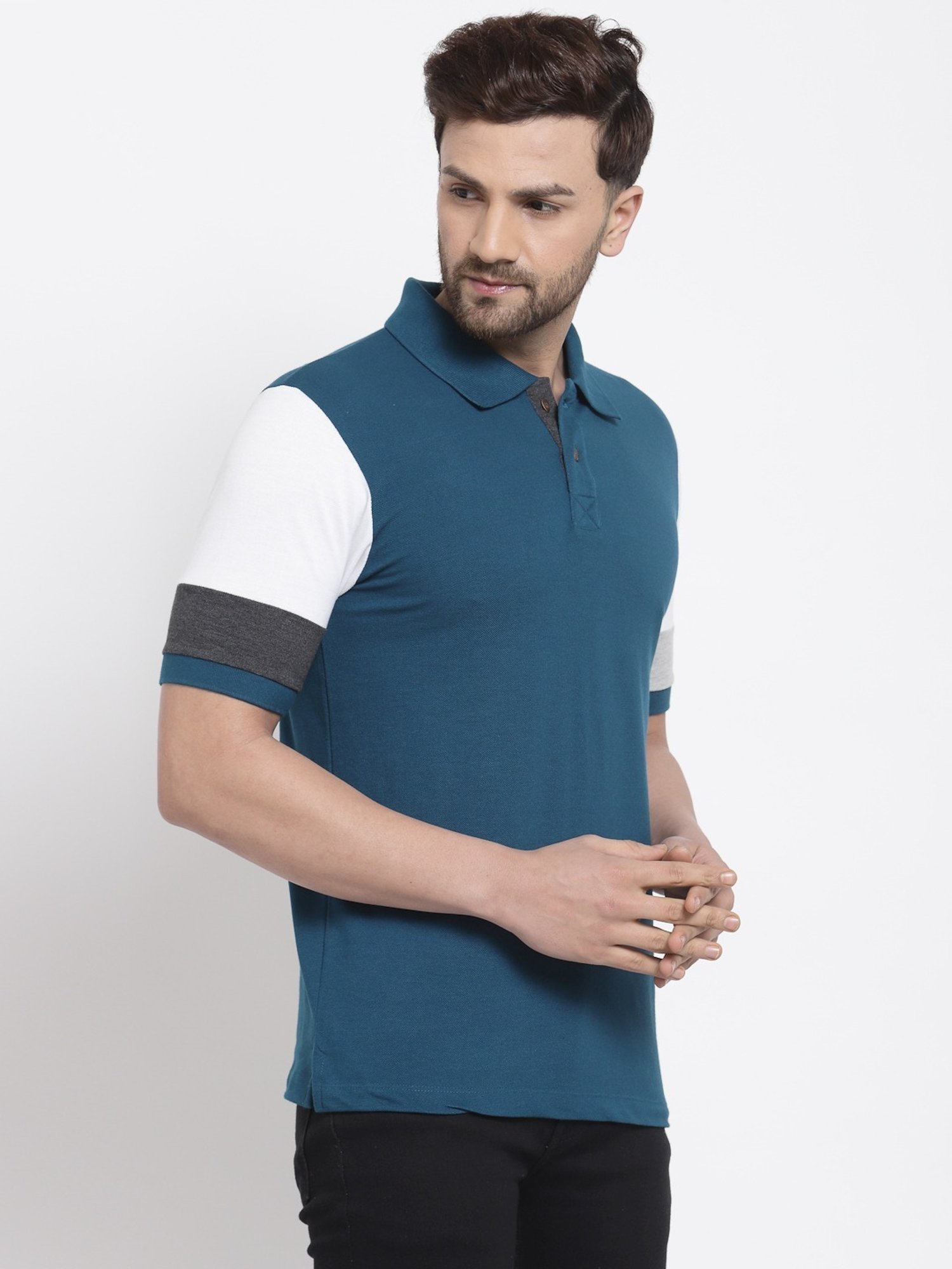 Kalt Multicolor Cotton Regular Fit Colour Block Polo T-Shirt