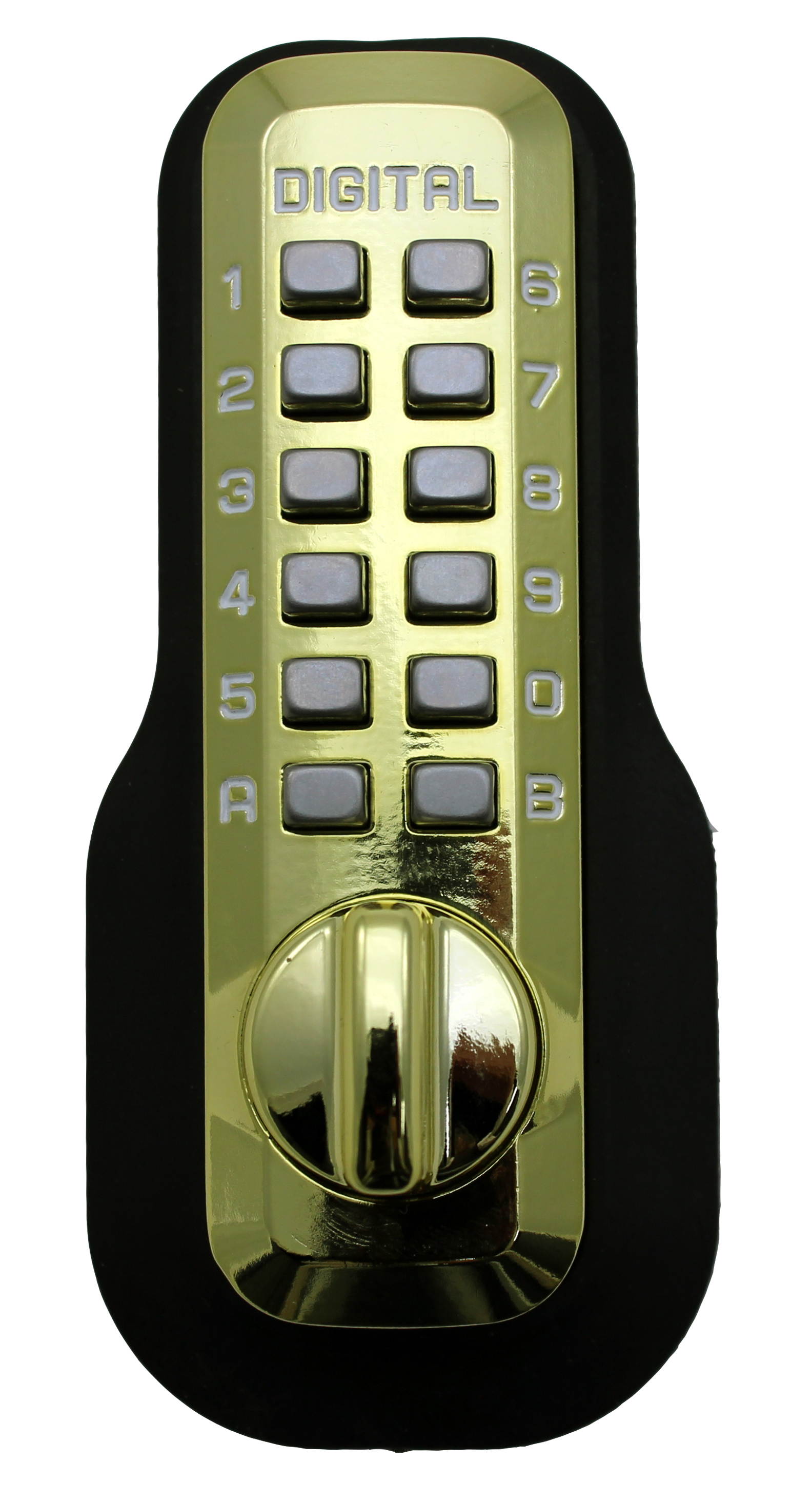LockeyUSA Digital Door Lock M210 Mechanical Keyless Entry Deadbolt Double Combination, Bright Brass