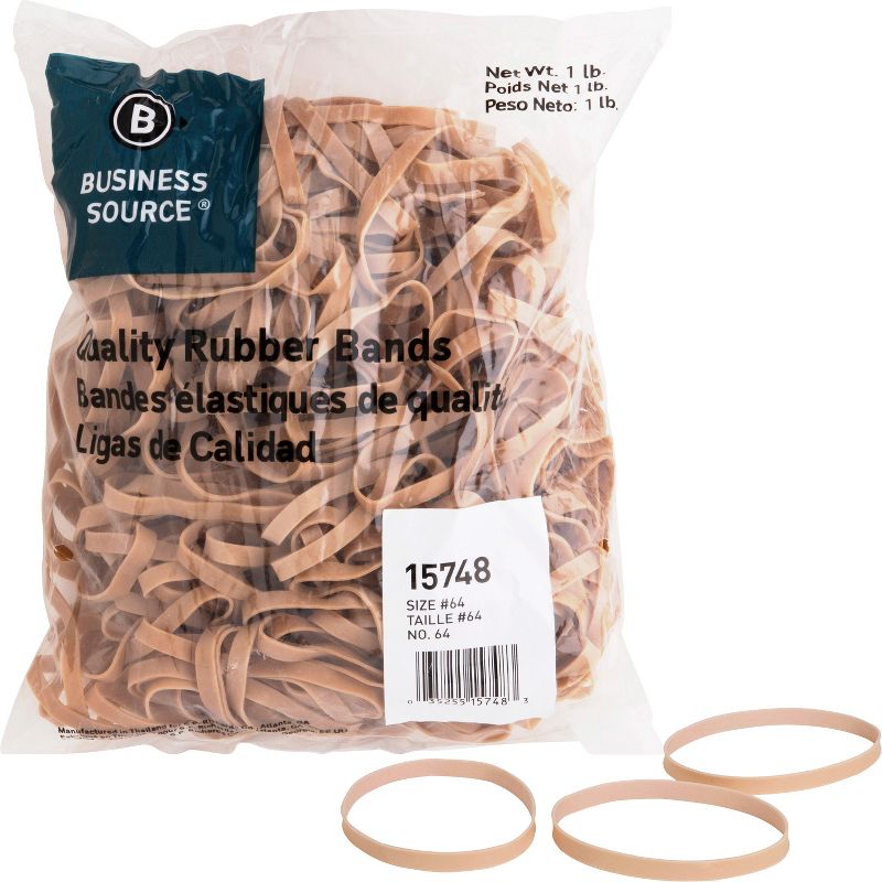 Business Source Rubber Bands Size 33 1 lb./BG 3-1/2"x1/8" Natural Crepe 15743
