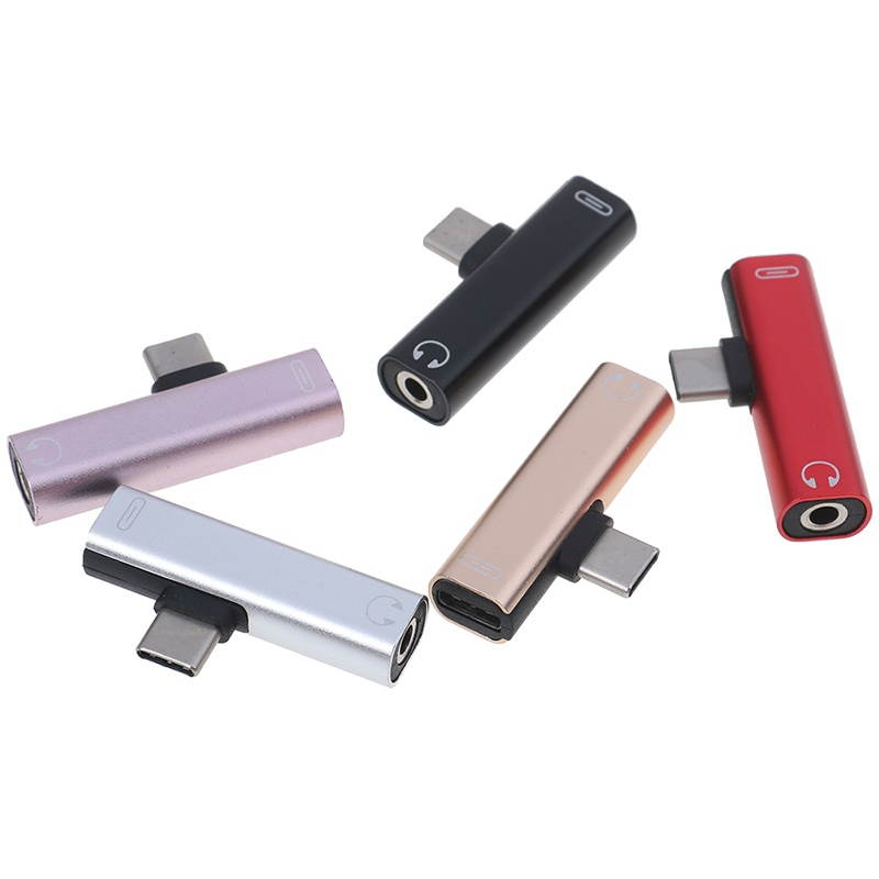2 In 1 Type C Audio Adapter Mini Type-C To 3.5mm Jack Converter USB-C Charge Adapter Cable For Xiaomi Huawei Portable