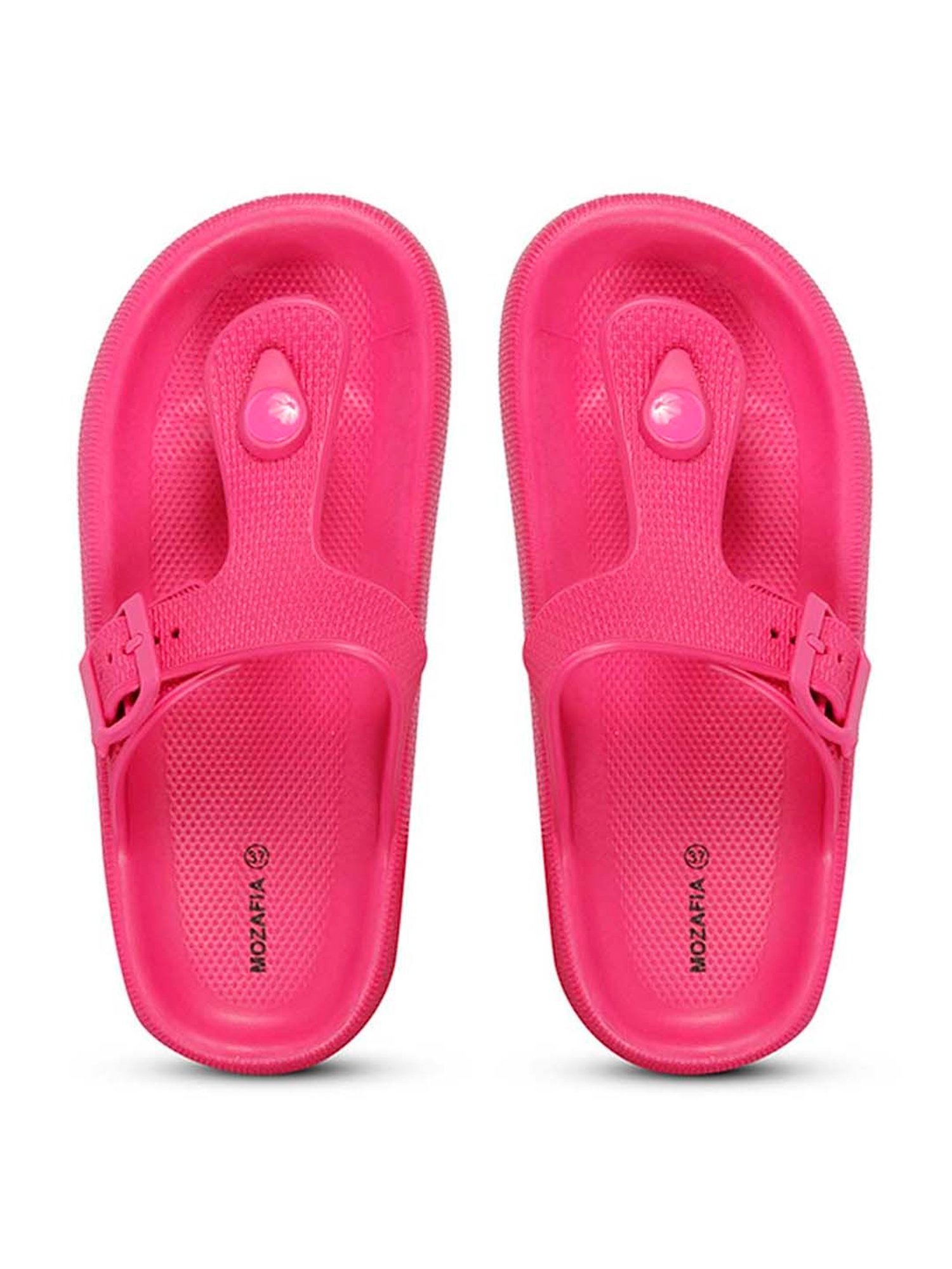 Mozafia Women's Fuschia T-Strap Sandals