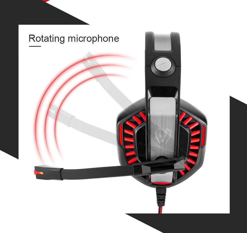 KOTION EACH Gaming Headset for PlayStation 4 PS4 Tablet PC iPhone 6/6s/6 plus/5s/5c/5, 3.5mm Headphone with Microphone LED Light (Black&Red)