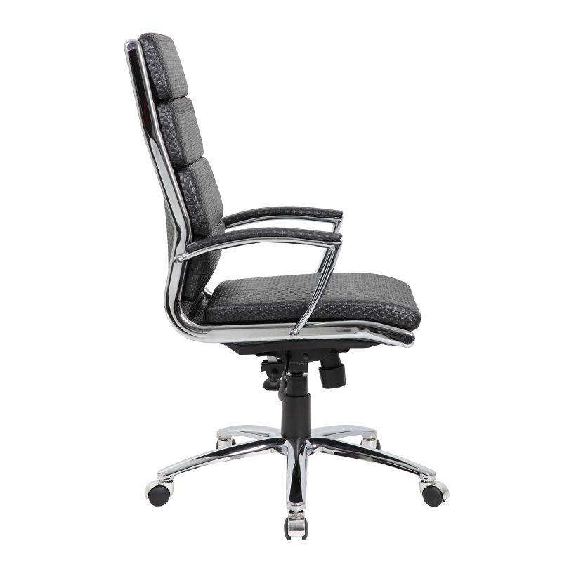 Executive Vinyl Chair with Metal Chrome Finish Black - Boss Office Products