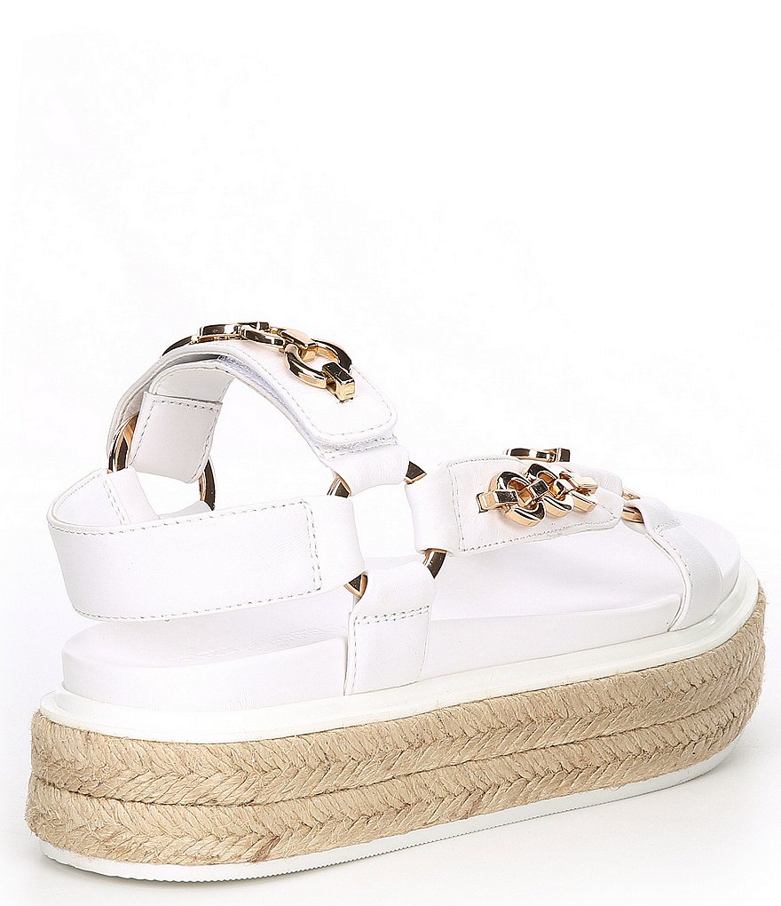KARL LAGERFELD PARIS Palma Chain Detail Leather Platform Espadrille Sandals