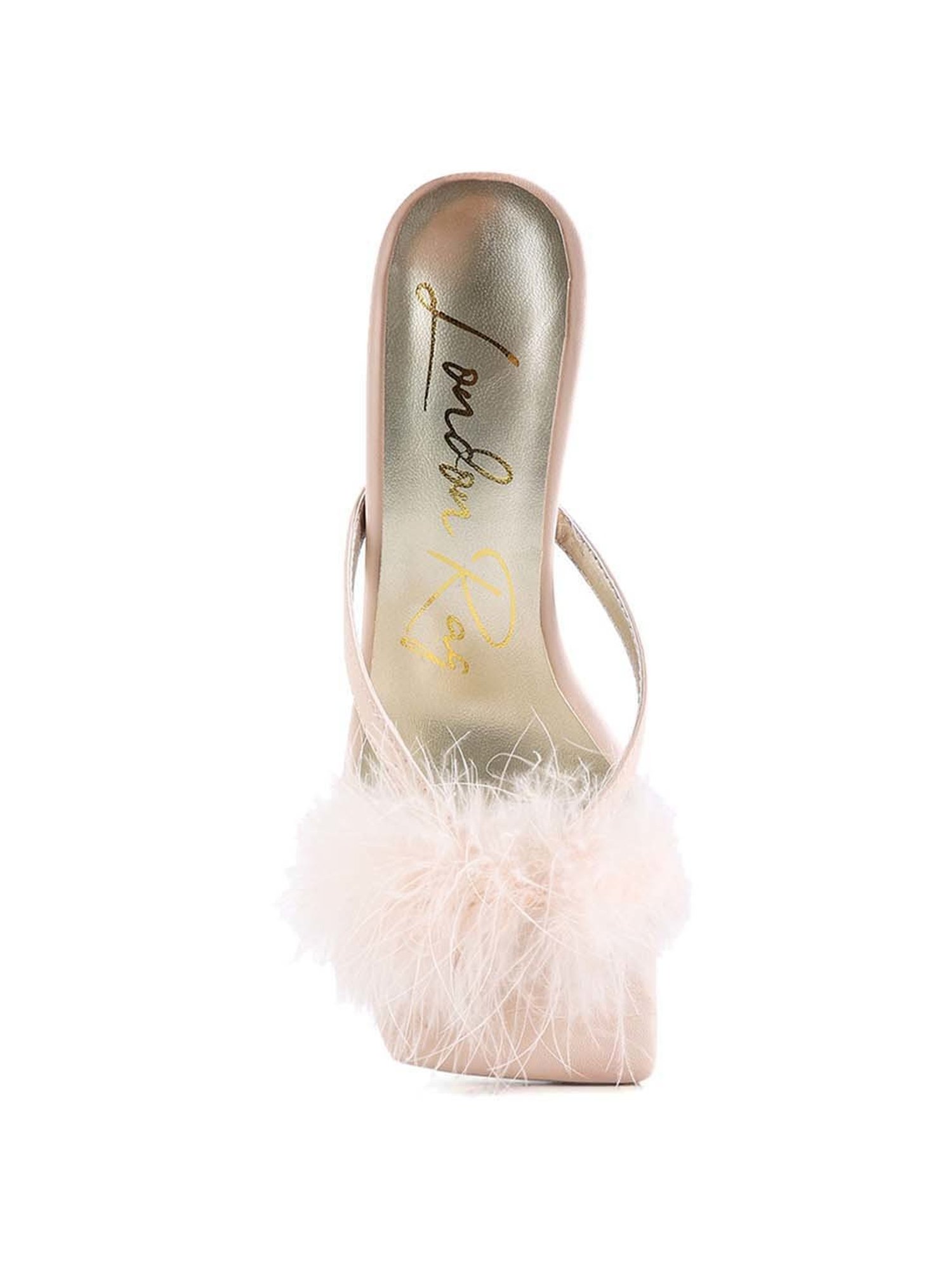 London Rag Women's Feather Detail Beige Stilettos