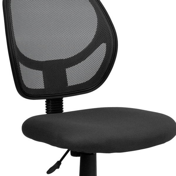 Low Back Gray Mesh Swivel Task Office Chair with Curved Square Back
