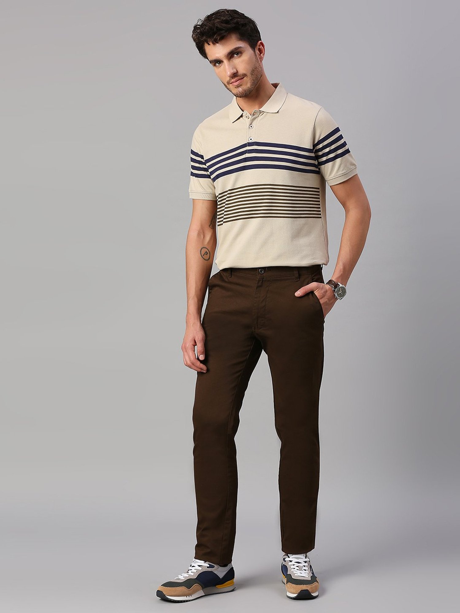 Dennis Lingo Beige Regular Fit Polo T-Shirt