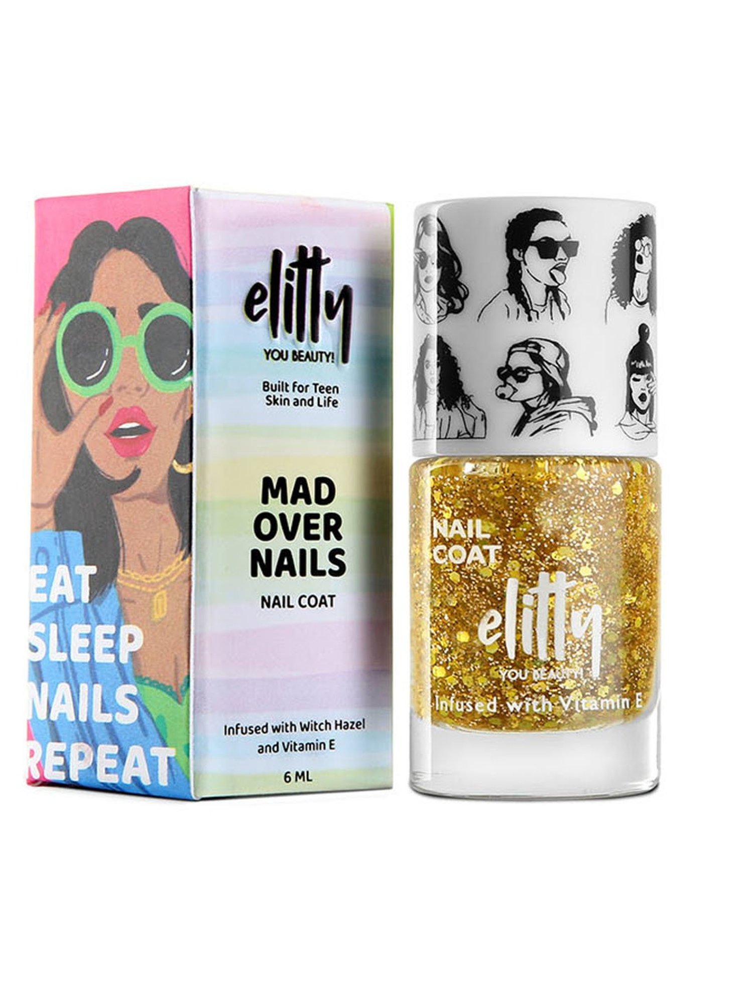 Elitty Mad Over Nails Shimmer Nail Polish Golden Hour (Golden) - 6 ml