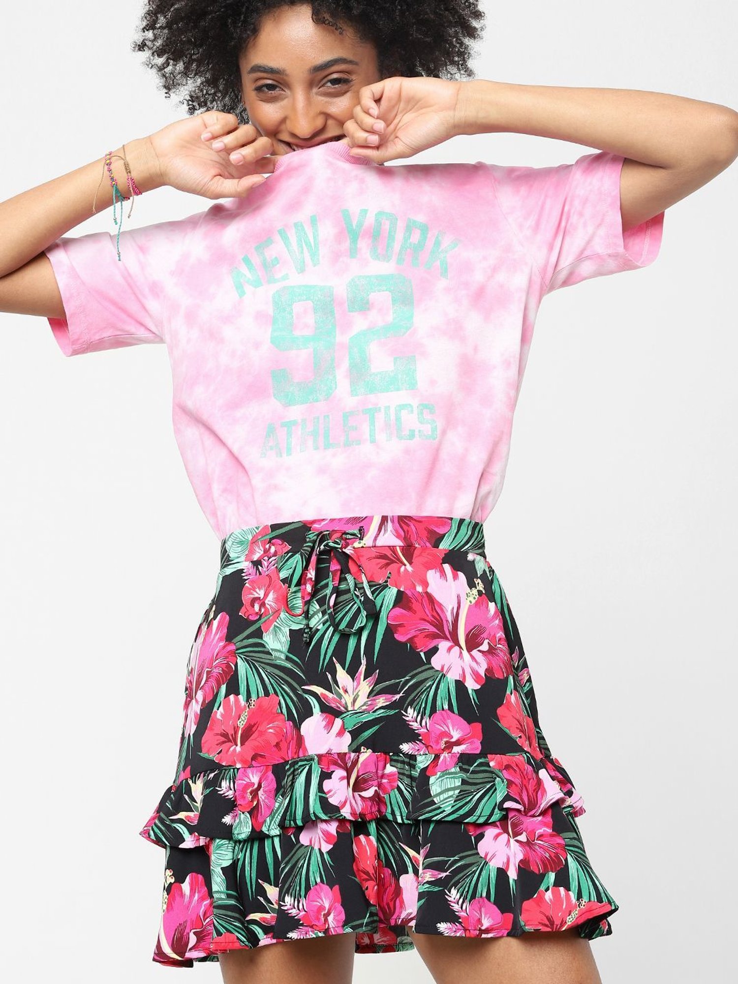 Only Multicolored Floral Print Skirt