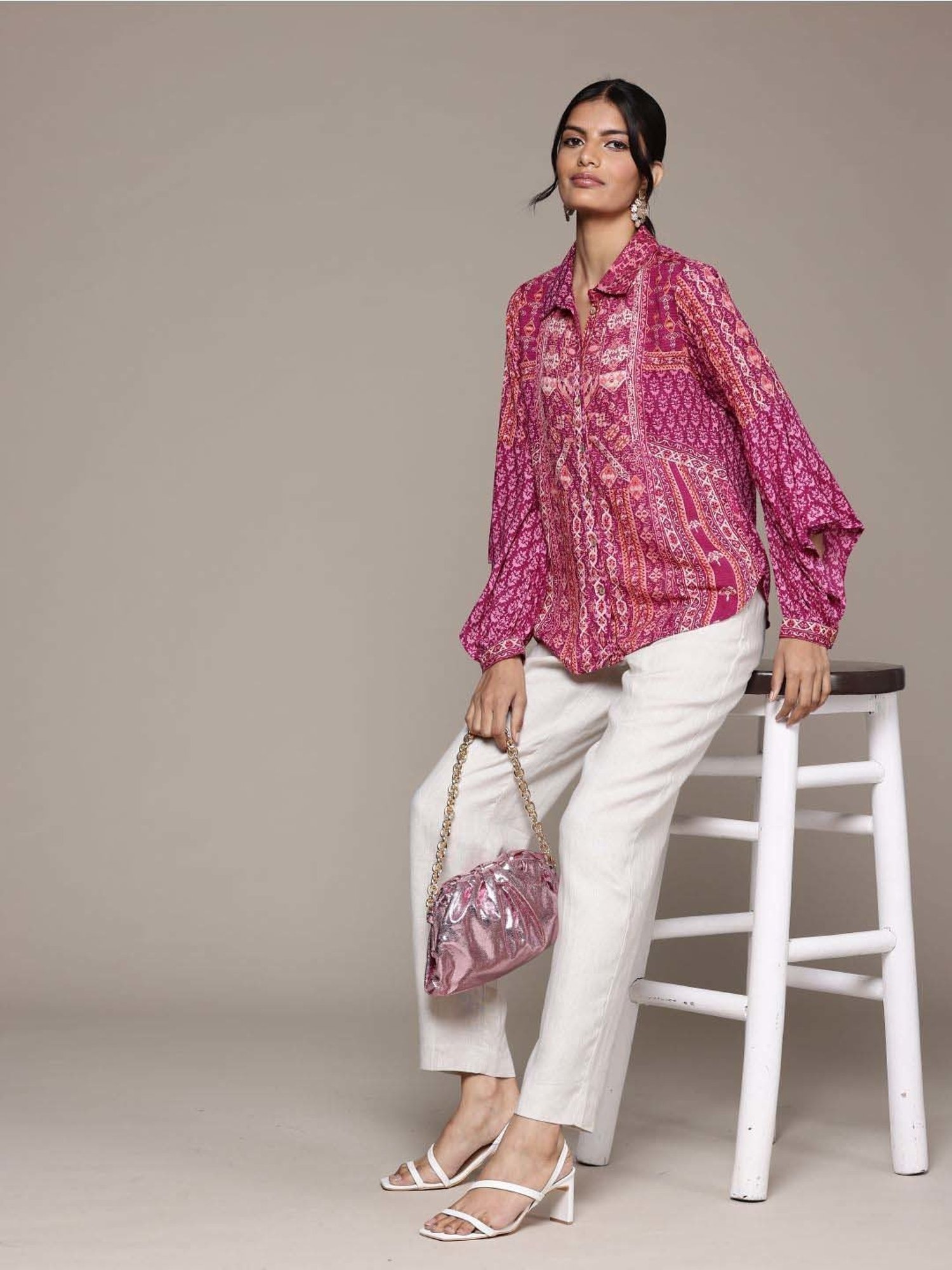 AARKE RITU KUMAR Pink Printed Shirt