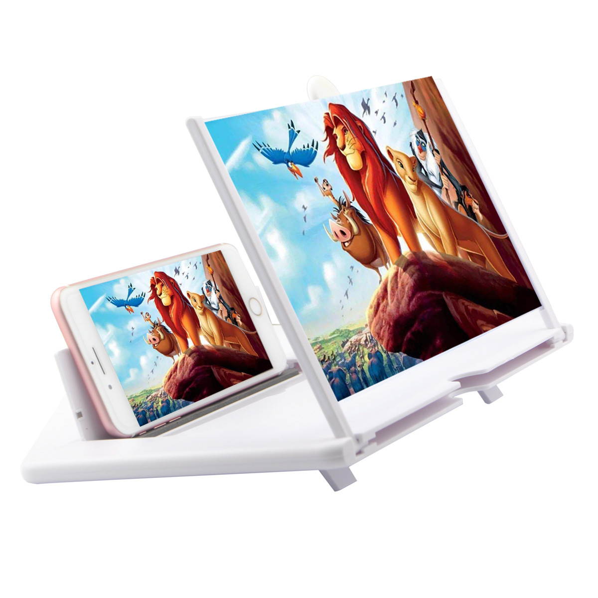 iKKEGOL 12" Screen Magnifier, 3D HD Mobile Phone Enlarger Magnifying Amplifier Projector for Movies Videos and Gaming, Foldable Phone Stand Support All Smartphones