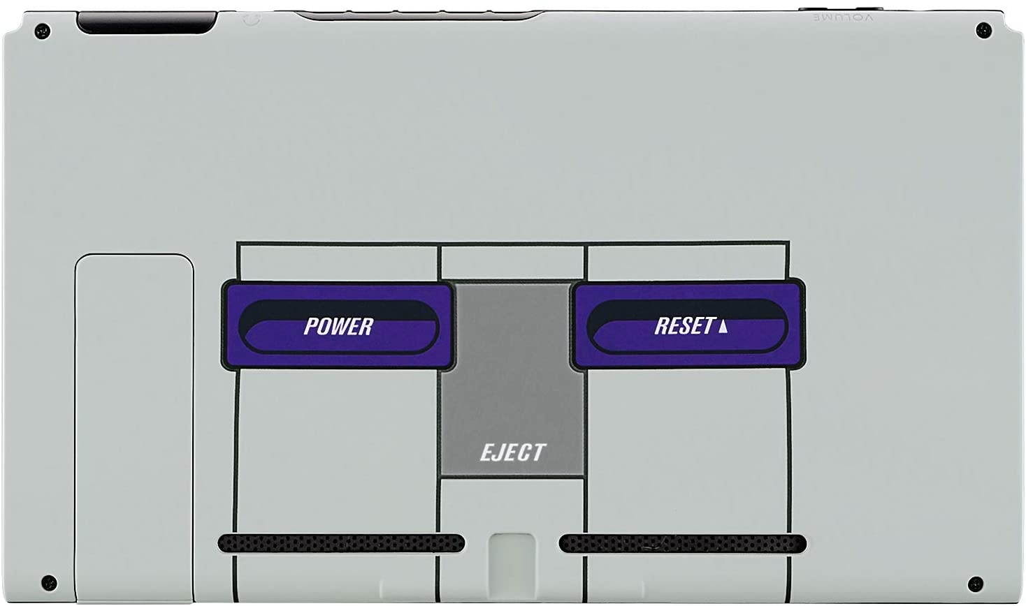 eXtremeRate Soft Touch Grip Classics SNES Style Console Back Plate DIY Replacement Housing Shell Case for Nintendo Switch Console with Kickstand &ndash; JoyCon Shell NOT Included