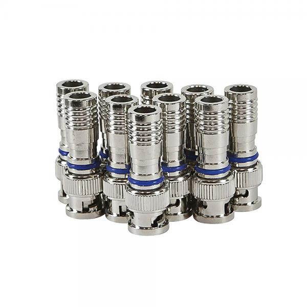HDView 10PCS CCTV Male BNC Compression Connector RG59 Coax Cable Adapter for Security Camera, Best Quality