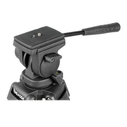 Bescor TH-770 3-section Aluminum Tripod with 65mm Ball Base Fluid Head - Black