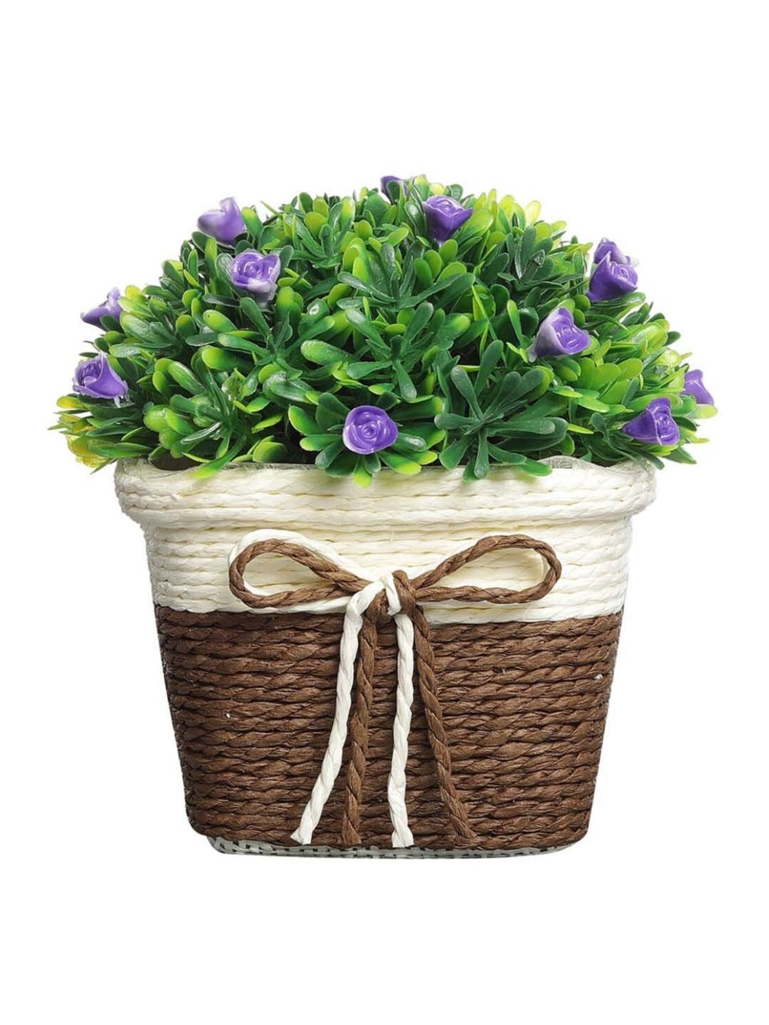 Foliyaj Multicolor Plastic Artificial Flower Plant With Pot - Set of 2