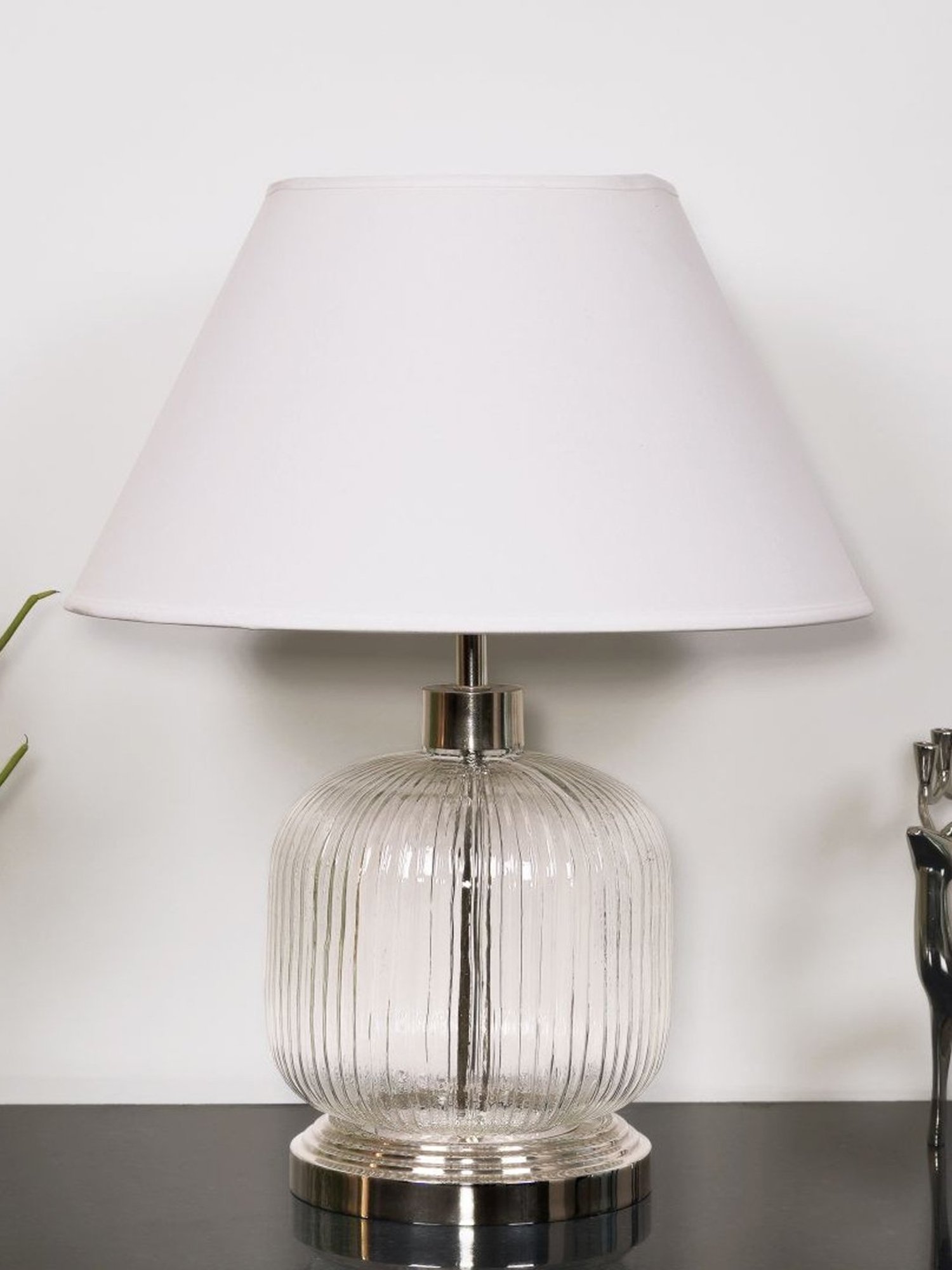 Kapoor Lamp Shades Transparent & White Glass Demarius Finish Table Lamp