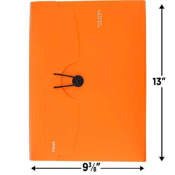 Five Star 6-Pocket Expanding File 13 x 9 14 Bright Orange - Expanding