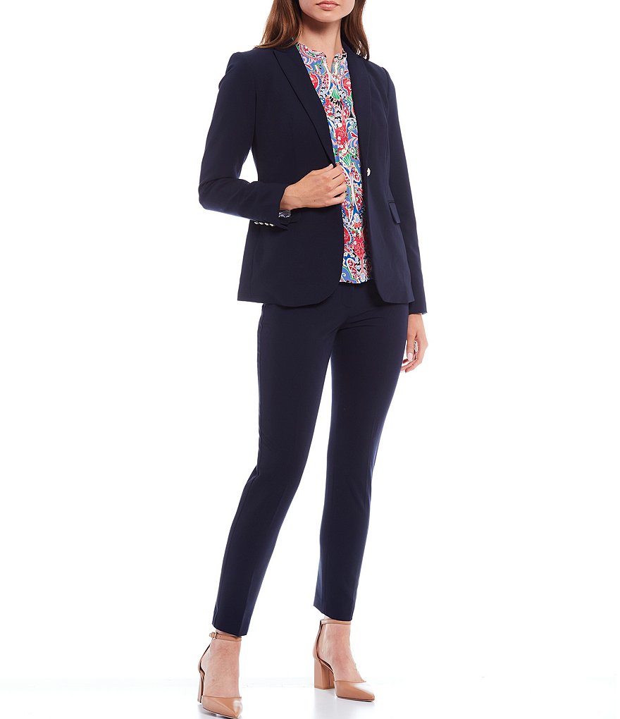 Preston & York Caroline Bow Woven V-Neck 3/4 Sleeve Blouse