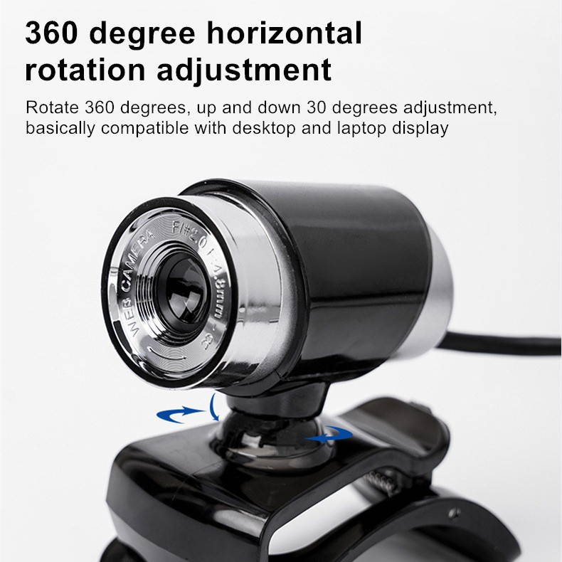 Webcam 480P HD USB Camera Rotatable Web Cam with Mic for Computer Laptop