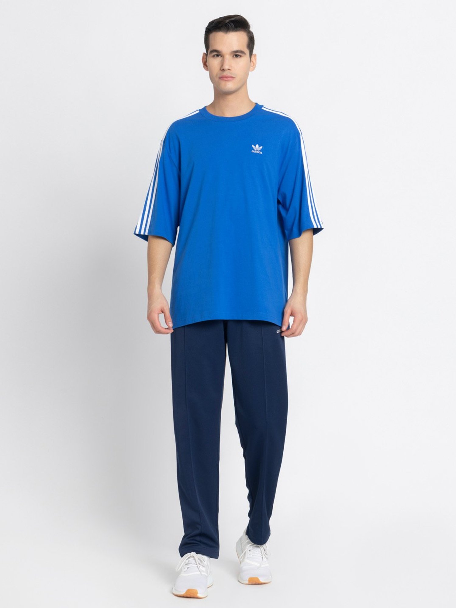 Adidas Blue 100% Cotton Oversized Printed  T-Shirt