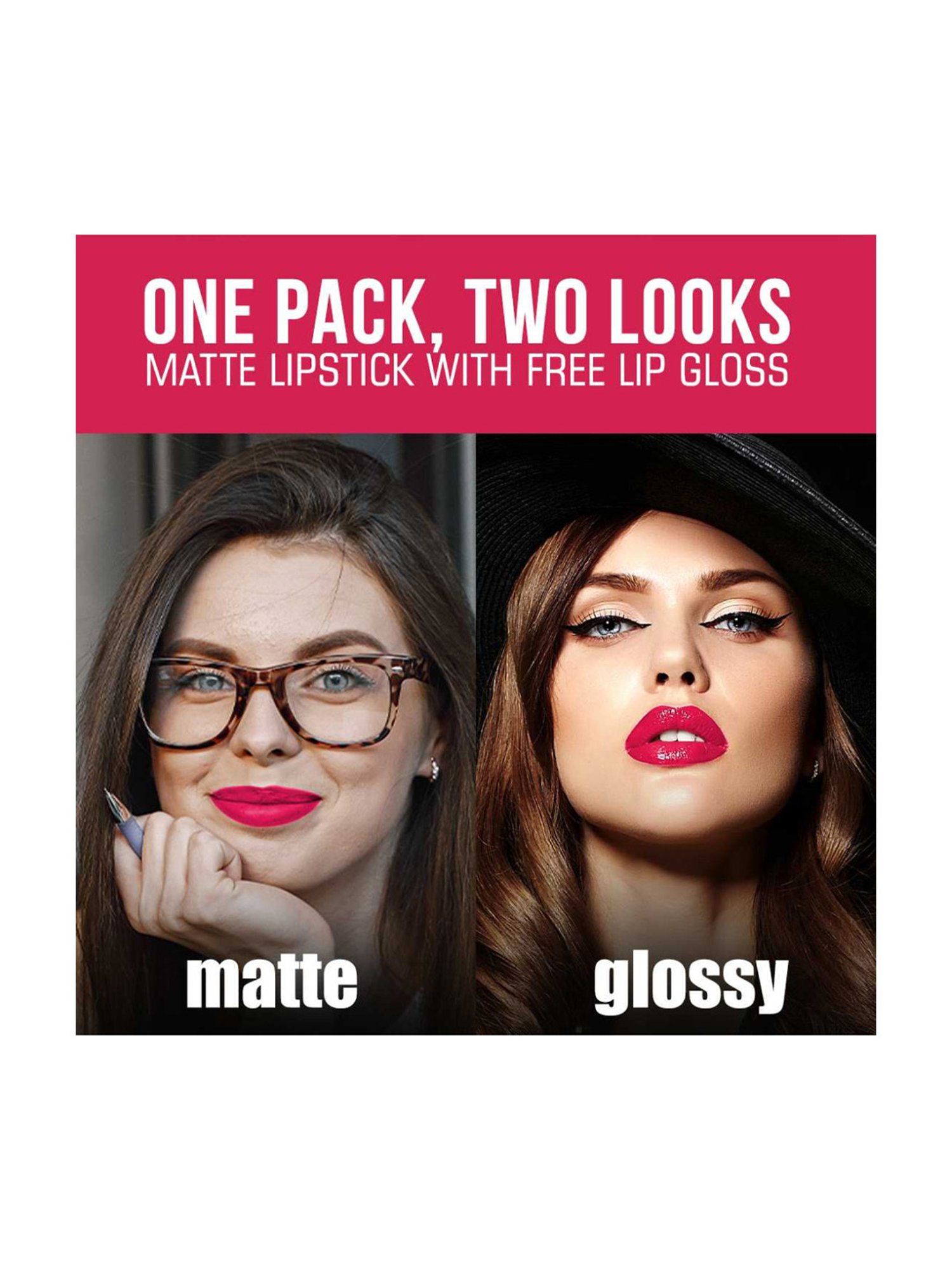 Neud Matte Liquid Lipstick Combo Supple Candy & Hottie Crush with Two Lip Gloss Free