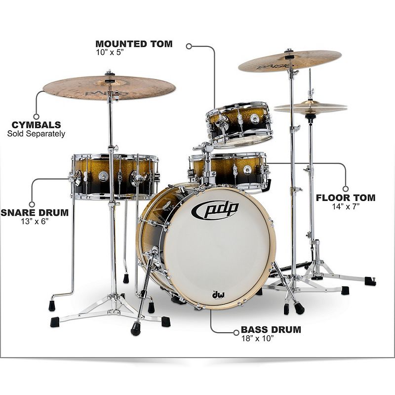 PDP by DW Daru Jones New Yorker 4-Piece Kit with Bags and Hardware
