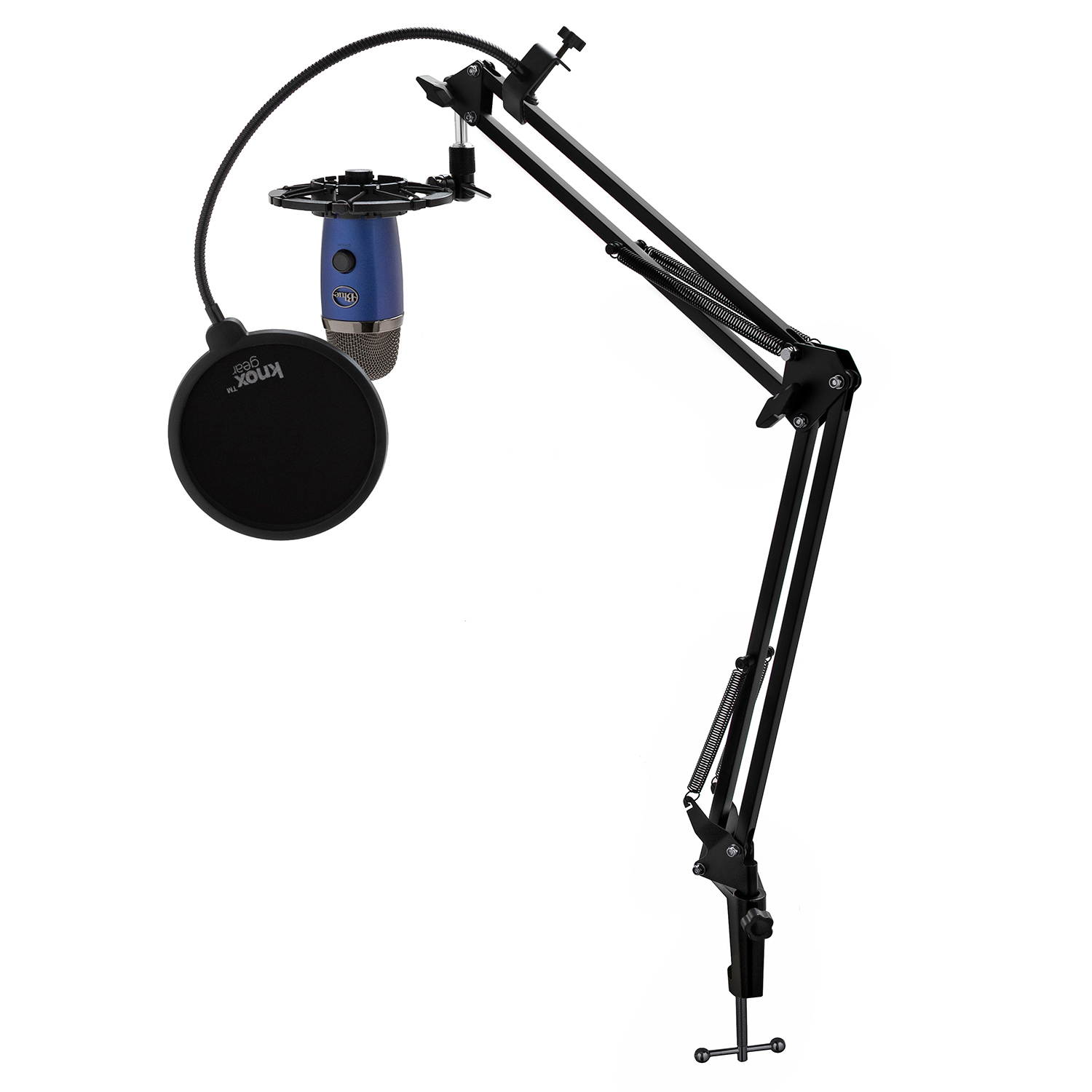 Blue Yeti Nano USB Mic (Vivid Blue) with Knox Boom Arm, Shock Mount & Pop Filter