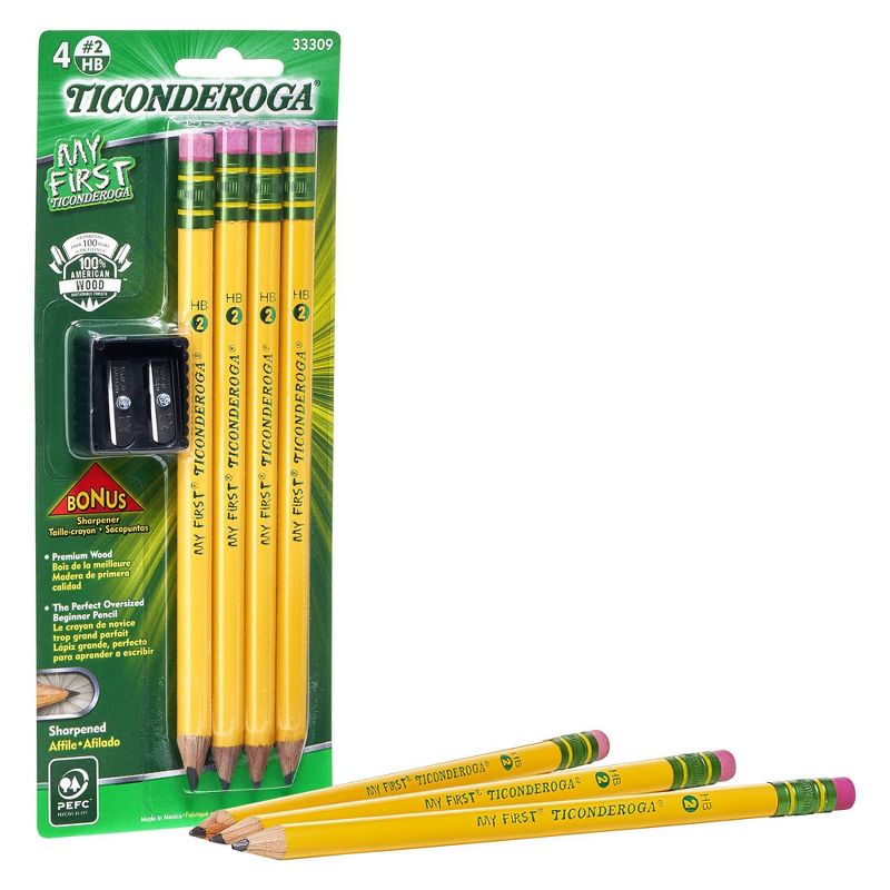 4ct My First Ticonderoga #2 Pencils with Sharpener