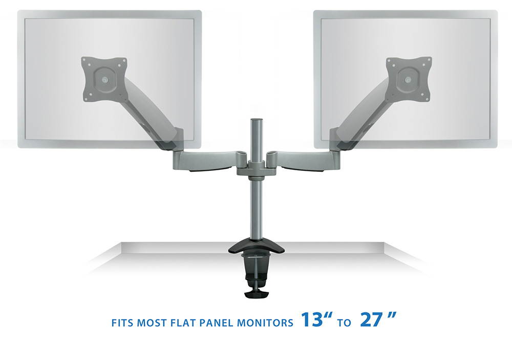 Mount-It! Dual Monitor Desk Mount | Fits 17"-27" Computer Screens | Full Motion