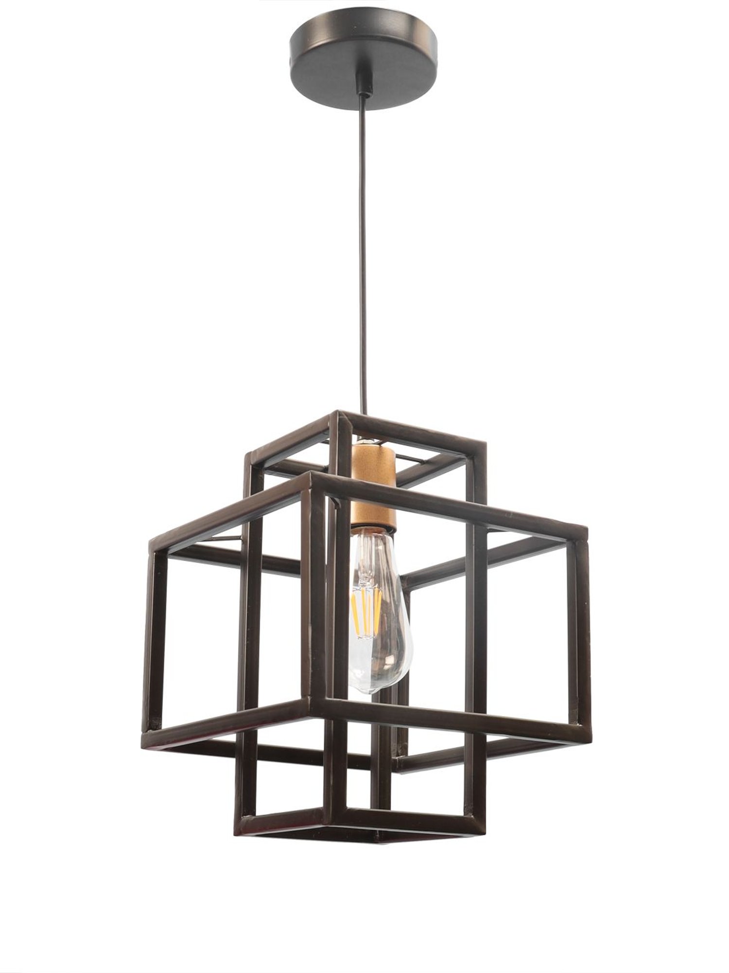 Tayhaa Cuboidal Cage Ceiling Lamp in Black