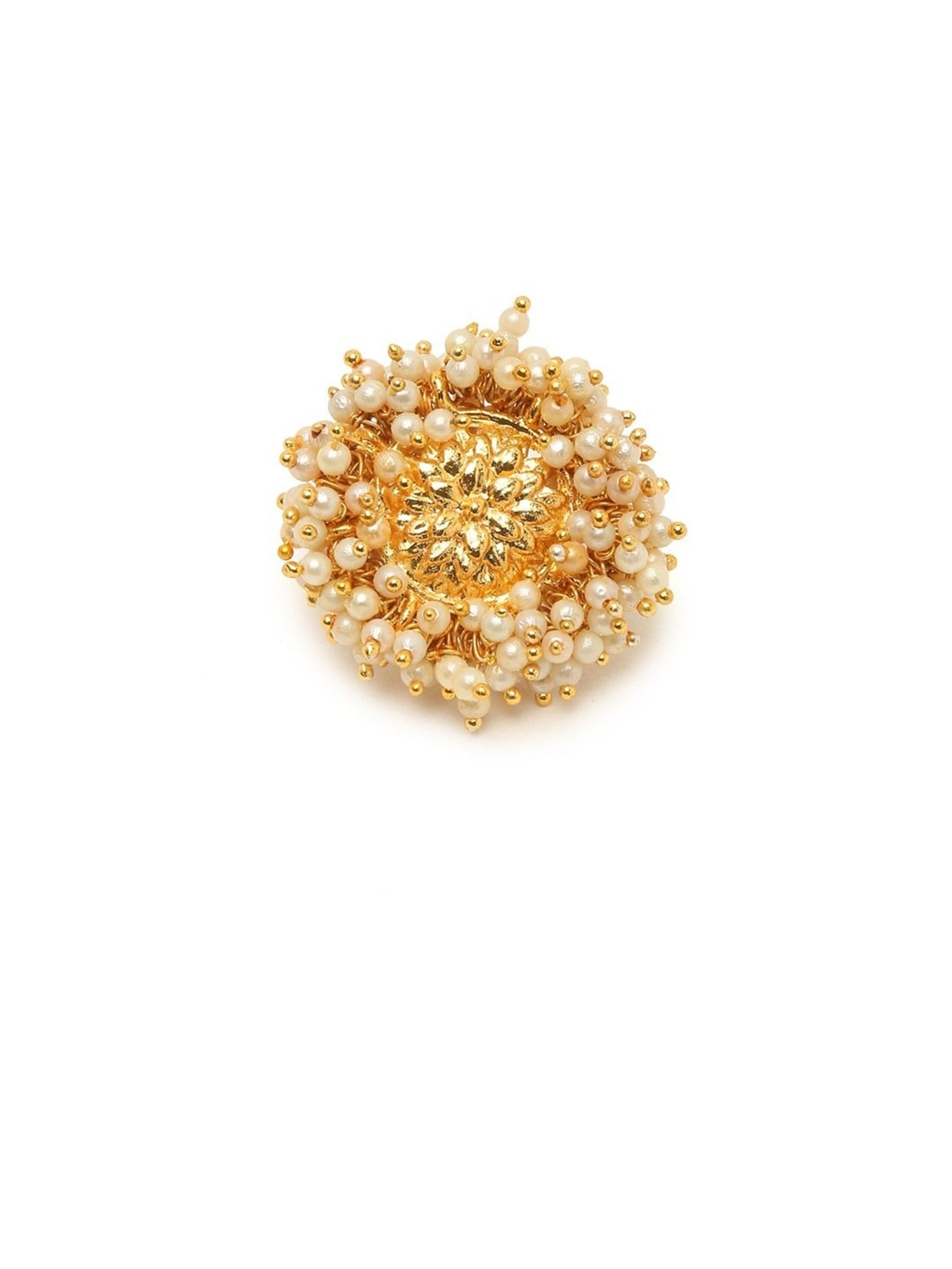 YouBella Stylish Latest Design Gold-Plated White Cocktail Rings