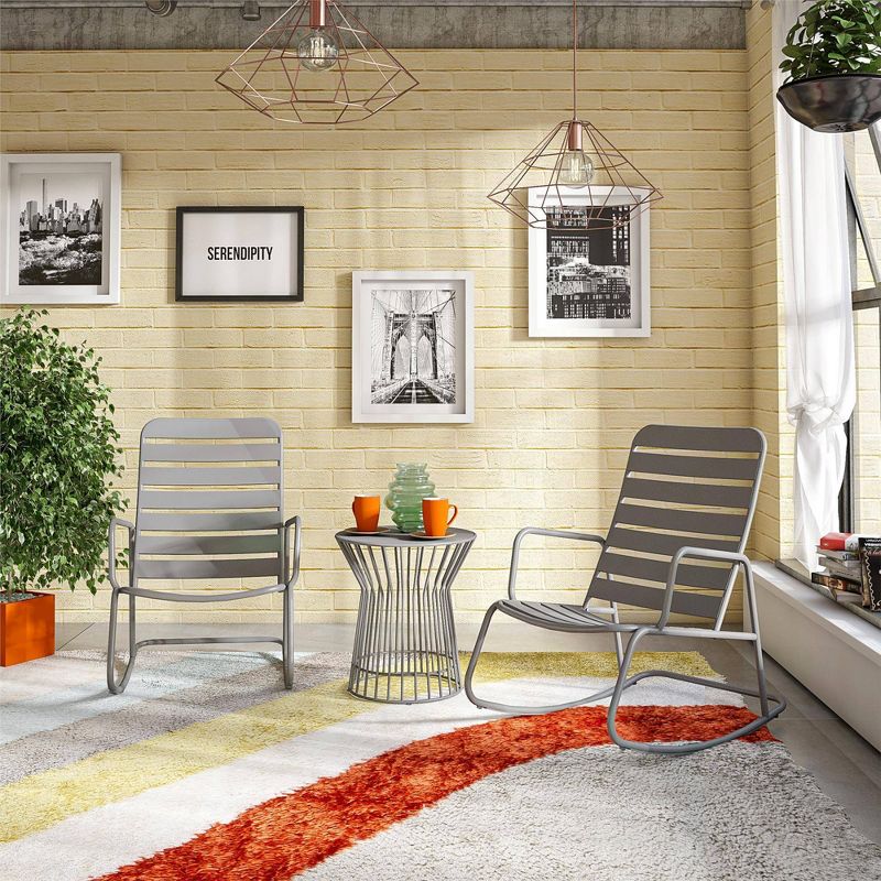 Roberta 3pc Outdoor/Indoor Rocker Set- Charcoal Gray - Novogratz