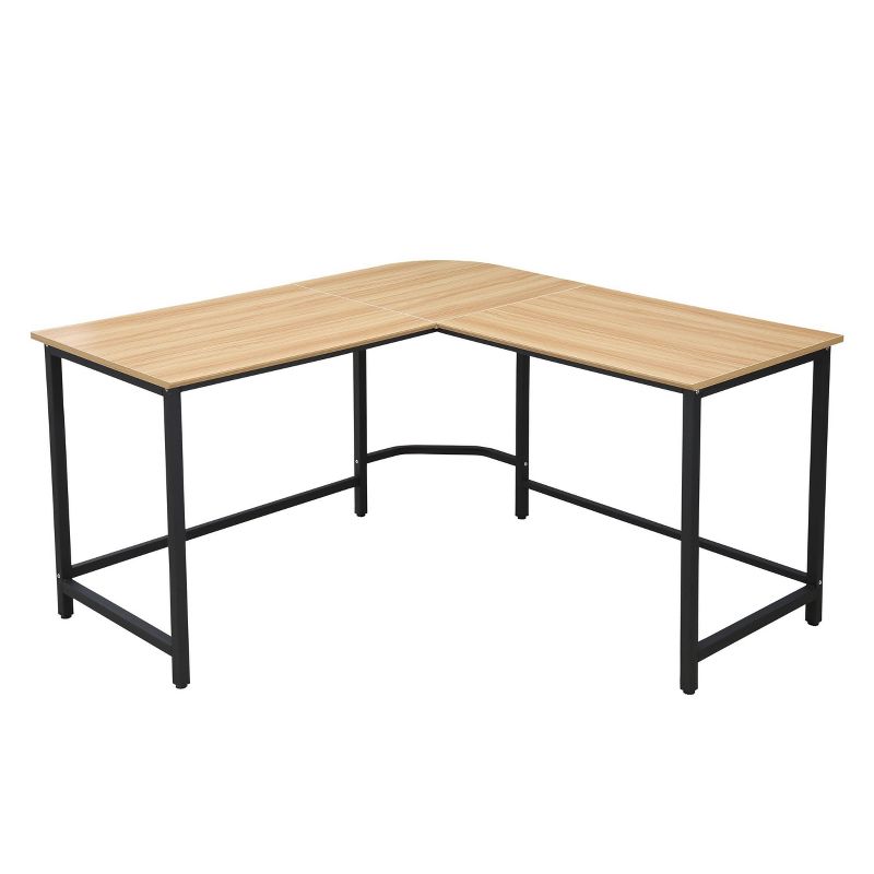 Daniel Compact L Shaped Office Desk Natural/Black - Poly & Bark