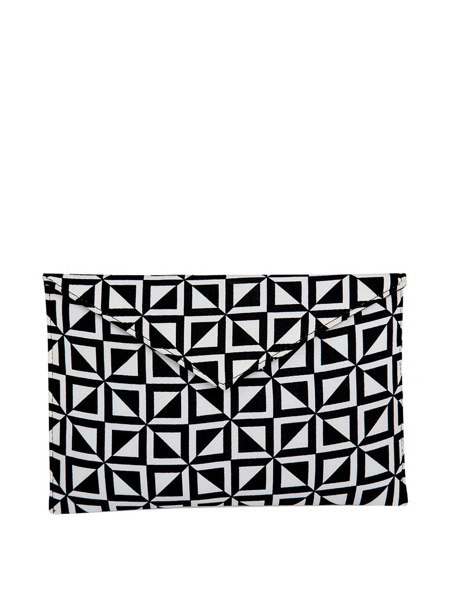 Tarini Nirula Black & White Printed Envelope Pouch for Women