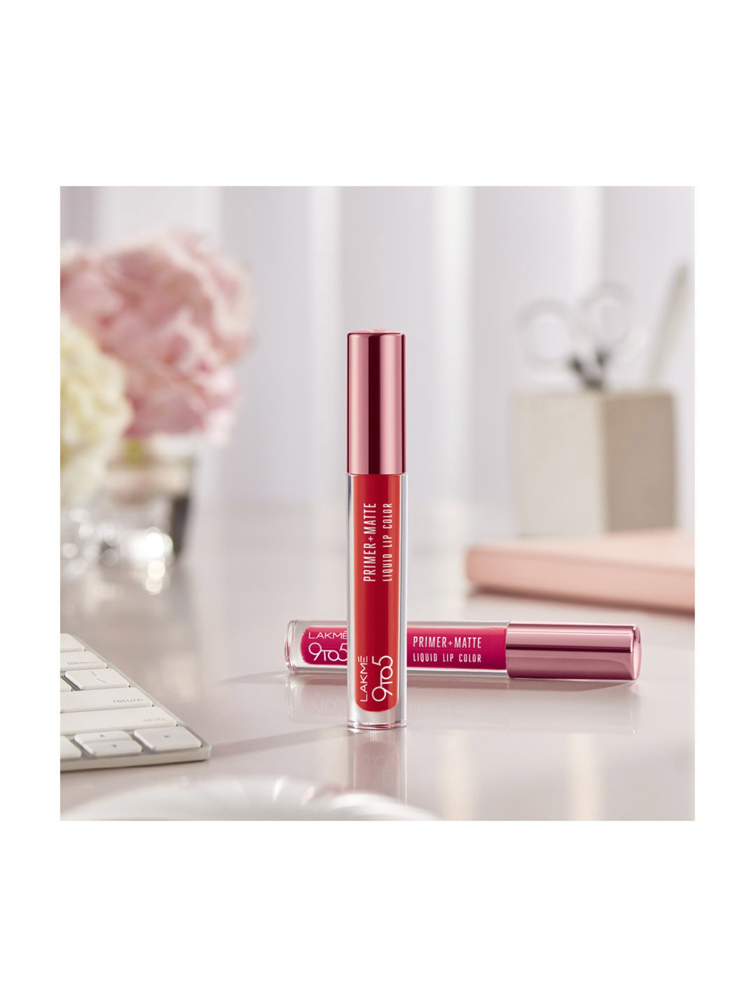 Lakme 9to5 Primer + Matte Liquid Lip Color MP6 Hot Pink - 4.2 ml
