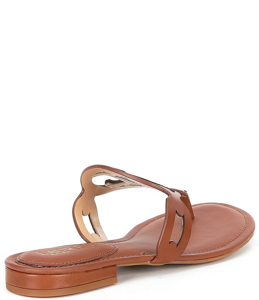 Lauren Ralph Lauren Audrie Leather Logo Thong Sandals