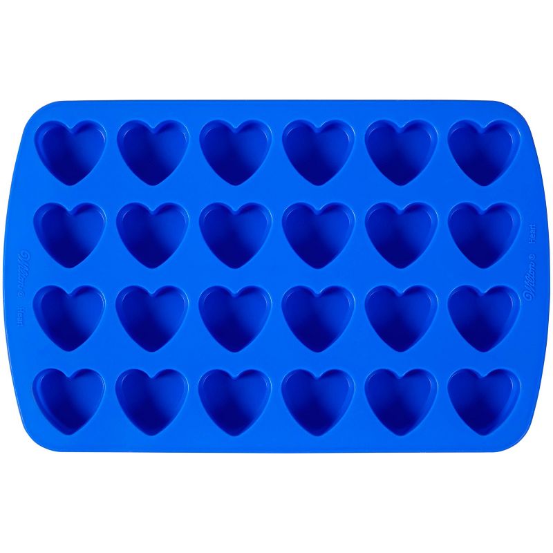 Wilton 24 Cavity Easy Flex Silicone Heart Mold for Ice Cubes, Geletin Baking & Candy
