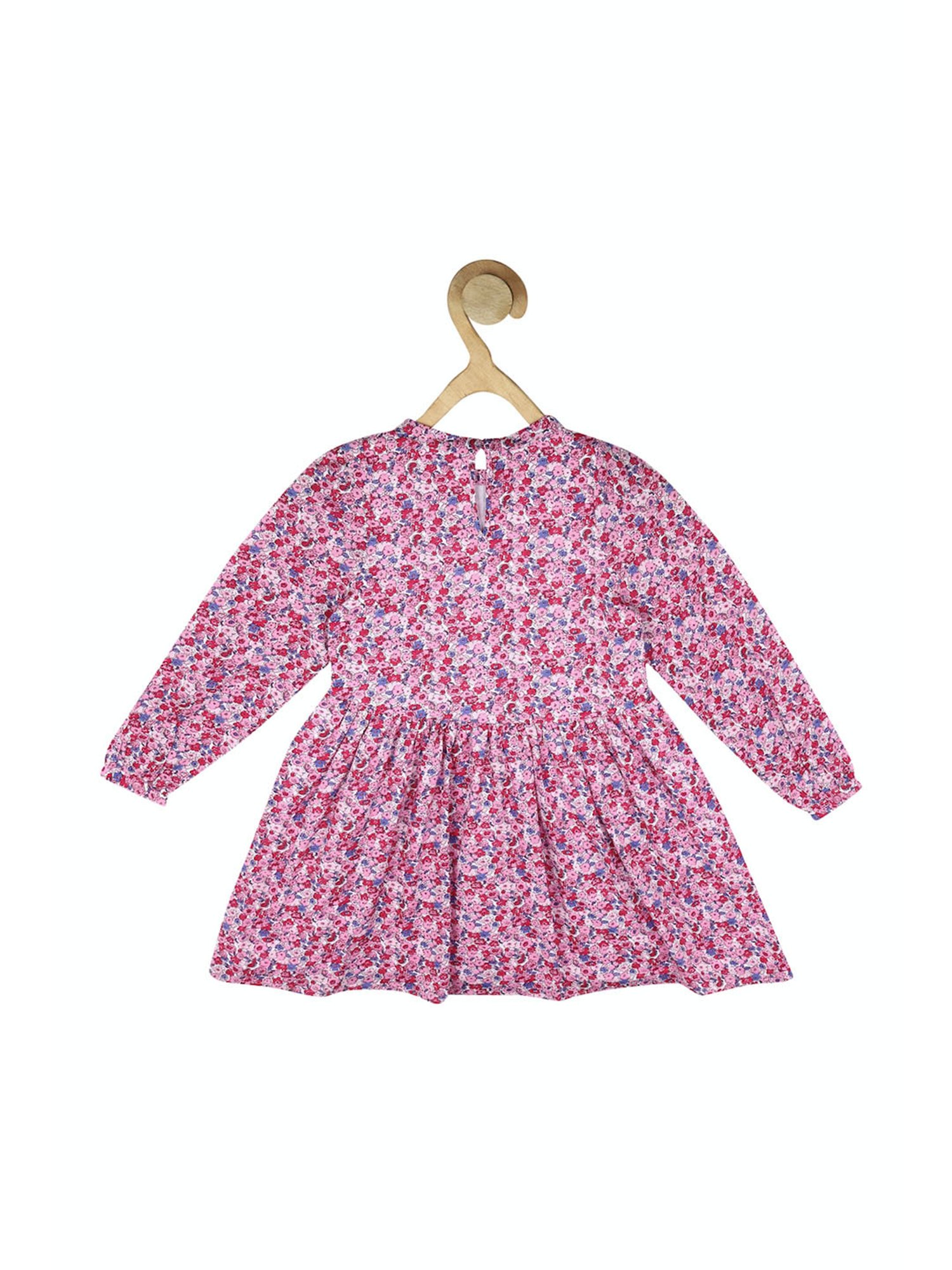 Peter England Kids Pink Floral Print Full Sleeves Dress