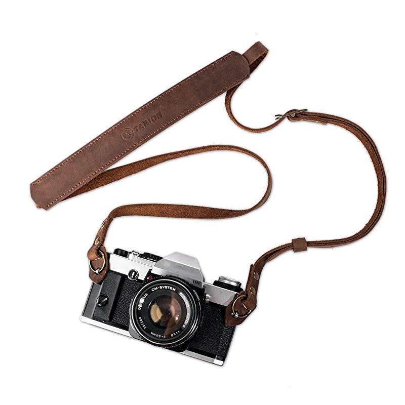 Genuine Leather Camera Strap Vintage DSLR Camera Neck Strap Belt Film Camera Shoulder Strap Cord Long Rope Adjustable SLR Mirrorless Cameras Strap Brown TNS-L1