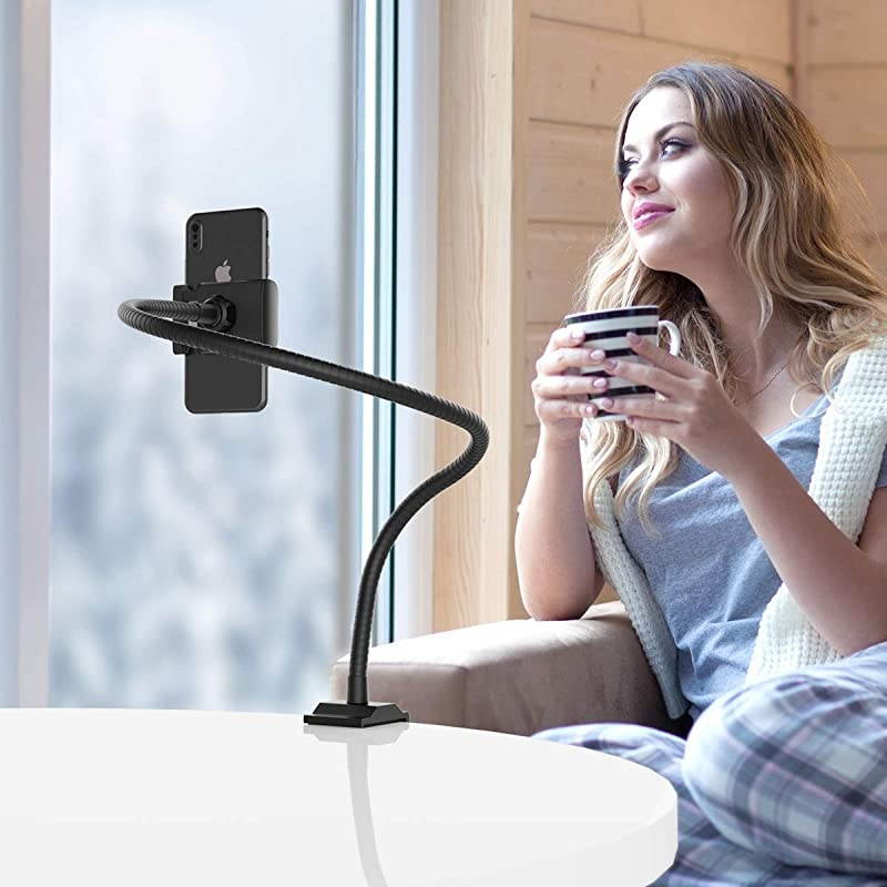 Holder for Bed Universal Phone Stand 360 Adjustable Strong Metal Lazy Arm Clamp Bracket Mount Compatible with Phone 1111prox xsxr8+87+7 More 4065 Devices