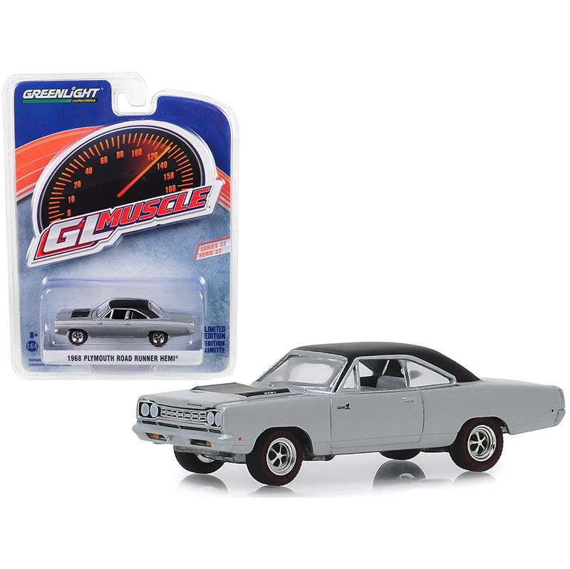 1968 Plymouth Road Runner Hemi Buffed Silver with Black Top "Greenlight Muscle" Series 22 1/64 Diecast Car by Greenlight