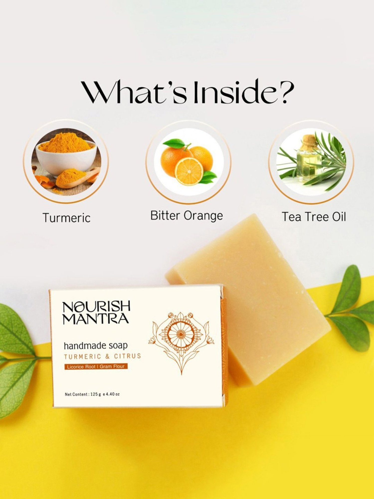 Nourish Mantra Turmeric & Citrus Handmade Soap - 125 gm