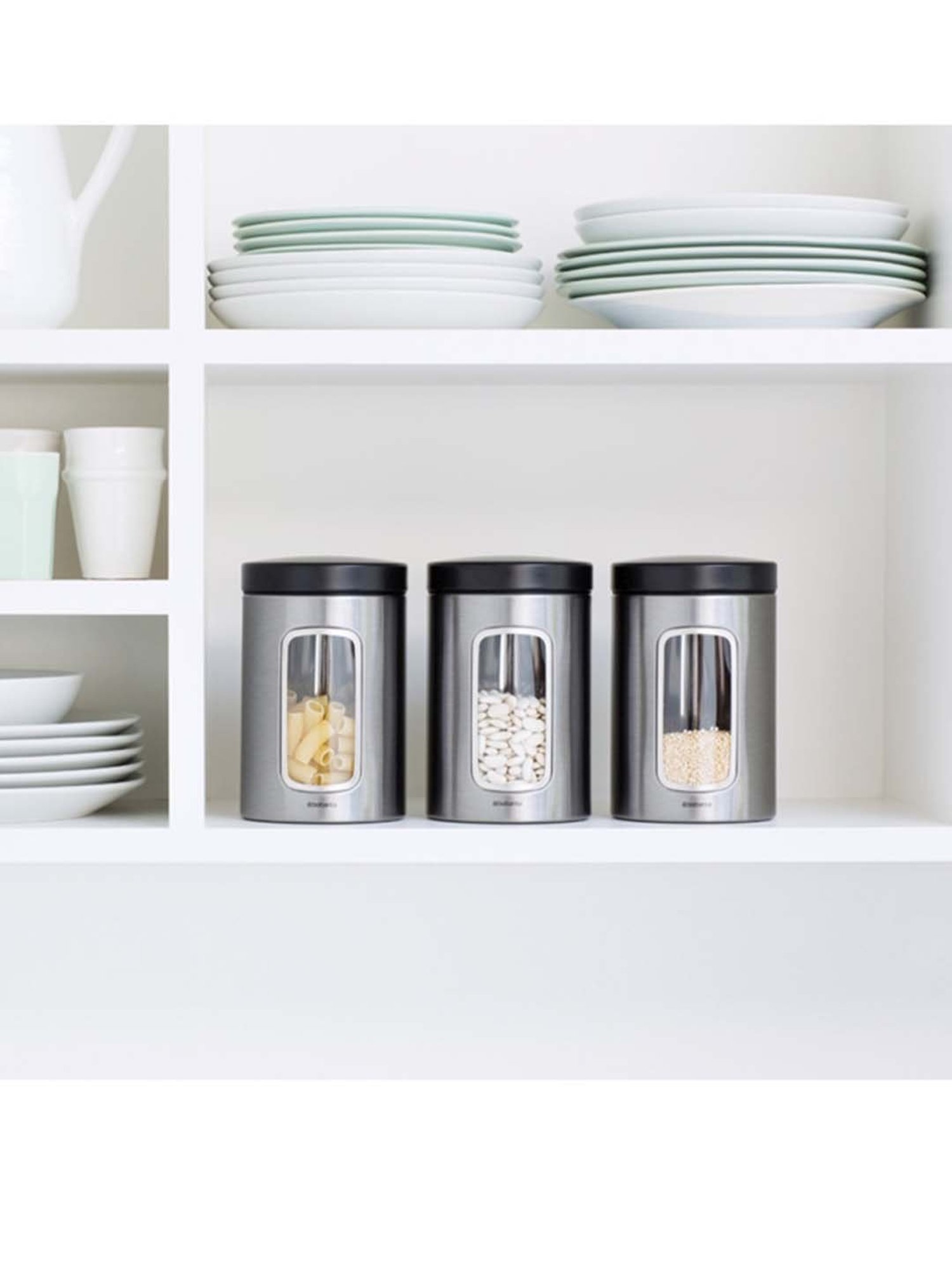 BRABANTIA Silver Steel Containers with Lid (1400 ml) - Set of 1